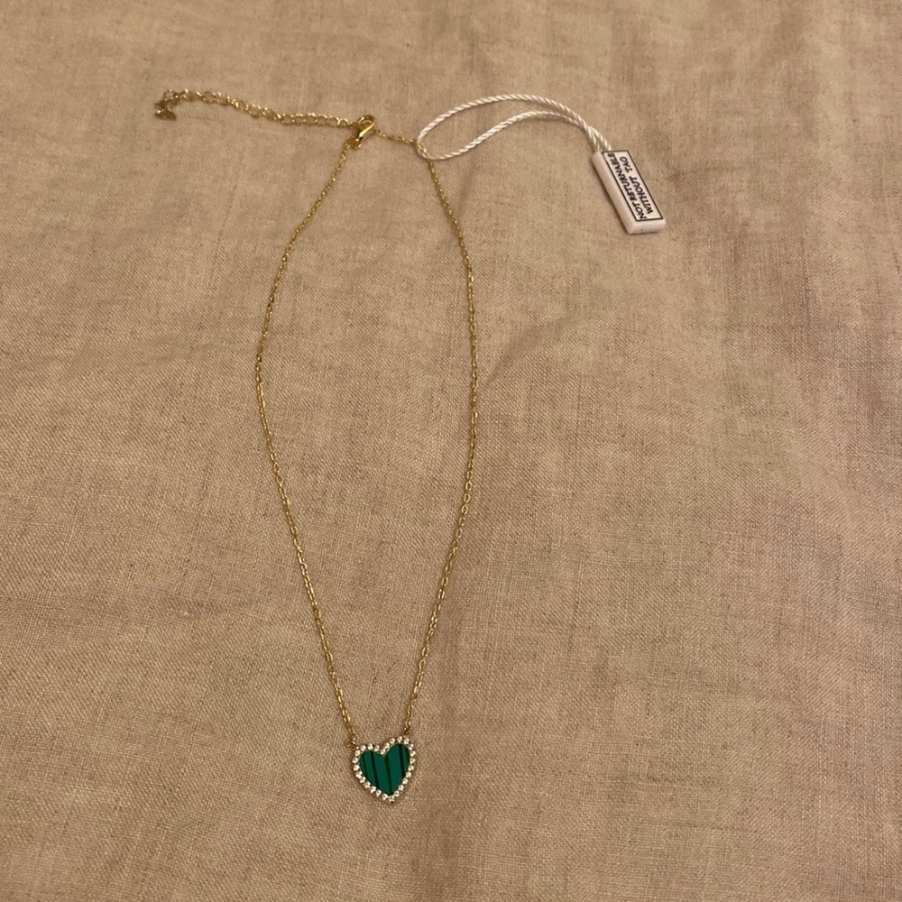ADINA EDEN GREEN HEART NECKLACE. New